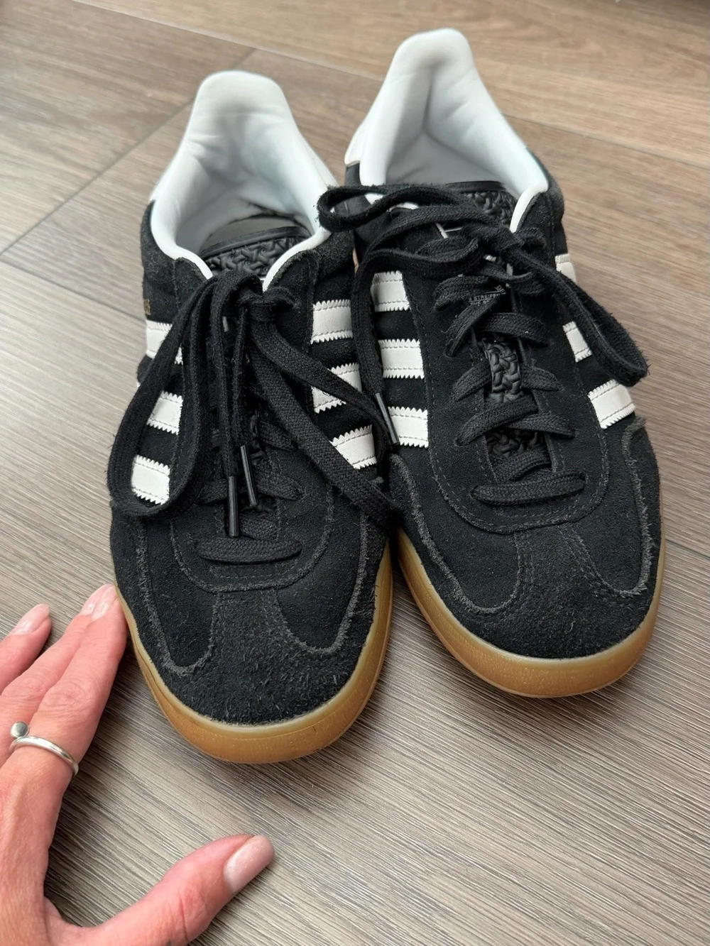 adidas Gazelle Indoor Shoes in Black, White and Gum - Picture 1 of 4
